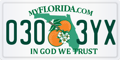 FL license plate 0303YX