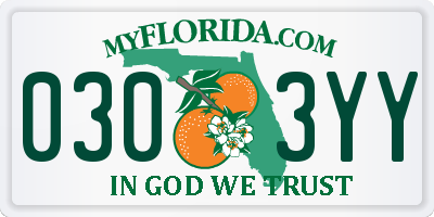 FL license plate 0303YY