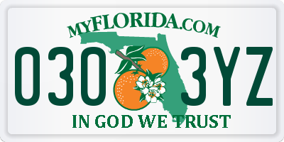 FL license plate 0303YZ