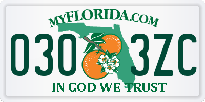 FL license plate 0303ZC
