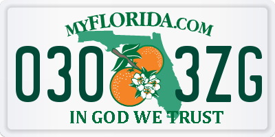 FL license plate 0303ZG