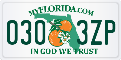 FL license plate 0303ZP
