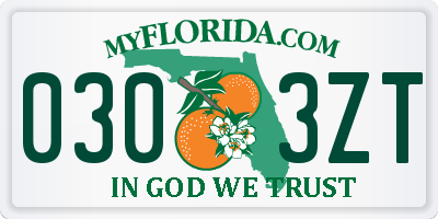 FL license plate 0303ZT