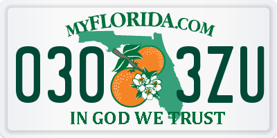 FL license plate 0303ZU