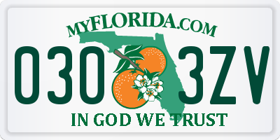 FL license plate 0303ZV