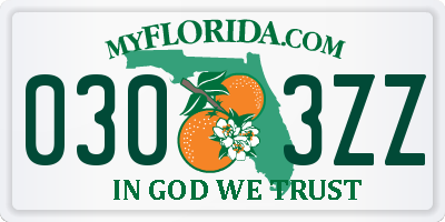 FL license plate 0303ZZ