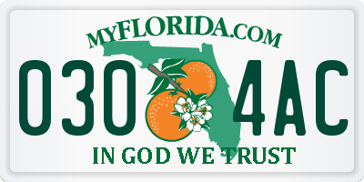 FL license plate 0304AC