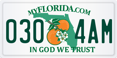 FL license plate 0304AM