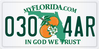 FL license plate 0304AR