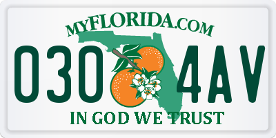 FL license plate 0304AV