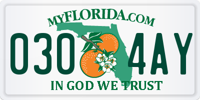 FL license plate 0304AY
