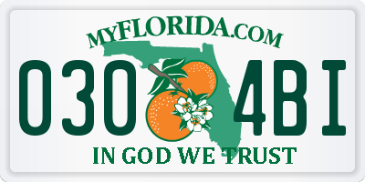 FL license plate 0304BI