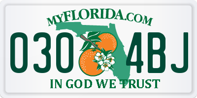 FL license plate 0304BJ