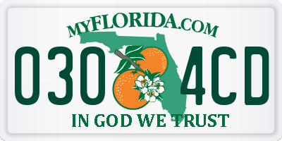 FL license plate 0304CD