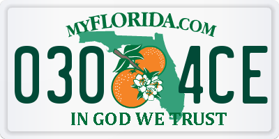 FL license plate 0304CE