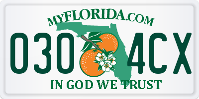 FL license plate 0304CX