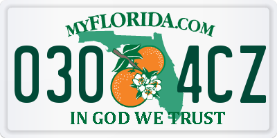 FL license plate 0304CZ
