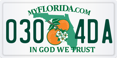 FL license plate 0304DA