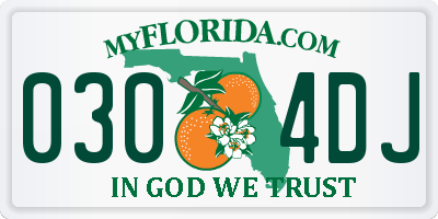 FL license plate 0304DJ