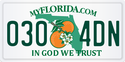 FL license plate 0304DN