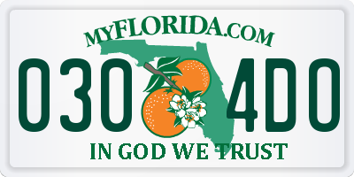 FL license plate 0304DO