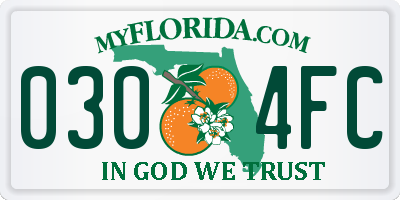 FL license plate 0304FC