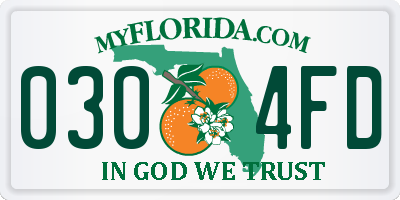 FL license plate 0304FD