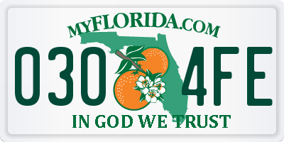 FL license plate 0304FE