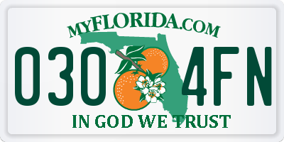 FL license plate 0304FN