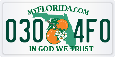 FL license plate 0304FO