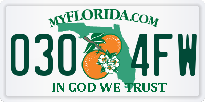 FL license plate 0304FW