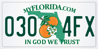 FL license plate 0304FX