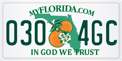 FL license plate 0304GC