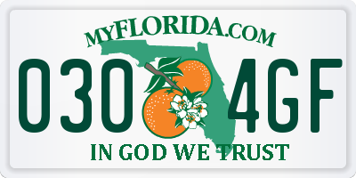 FL license plate 0304GF