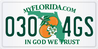FL license plate 0304GS