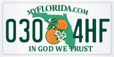 FL license plate 0304HF