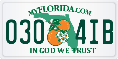FL license plate 0304IB