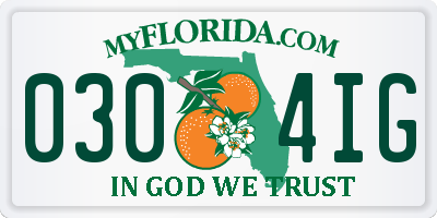FL license plate 0304IG