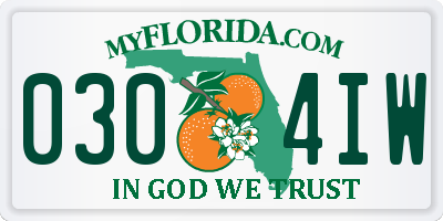 FL license plate 0304IW