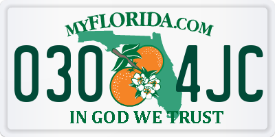 FL license plate 0304JC