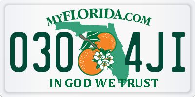 FL license plate 0304JI