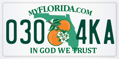 FL license plate 0304KA