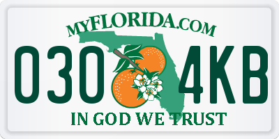 FL license plate 0304KB