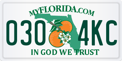 FL license plate 0304KC