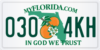 FL license plate 0304KH