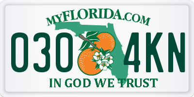 FL license plate 0304KN