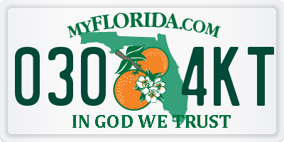FL license plate 0304KT