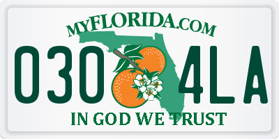 FL license plate 0304LA