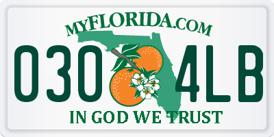 FL license plate 0304LB