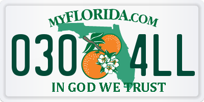 FL license plate 0304LL
